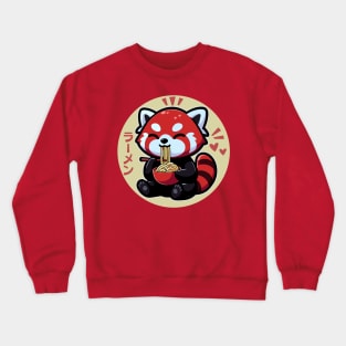 Cute Red Panda Eating Ramen Noodles Crewneck Sweatshirt